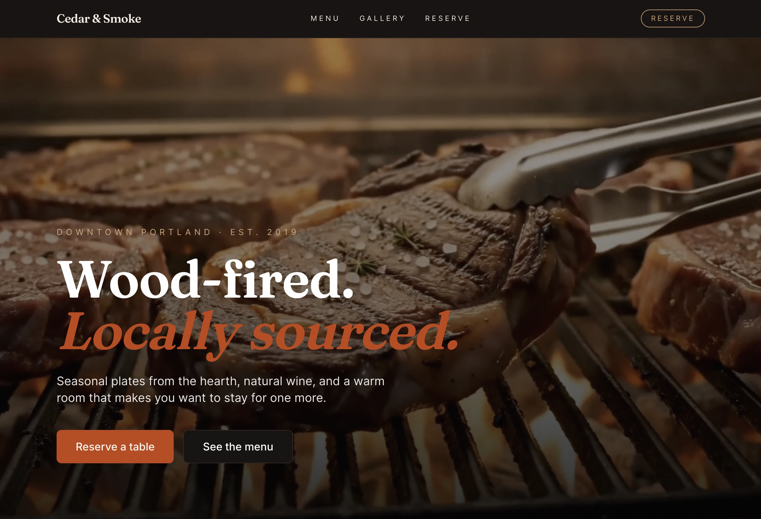 Example build: Restaurant website (Cedar & Smoke)