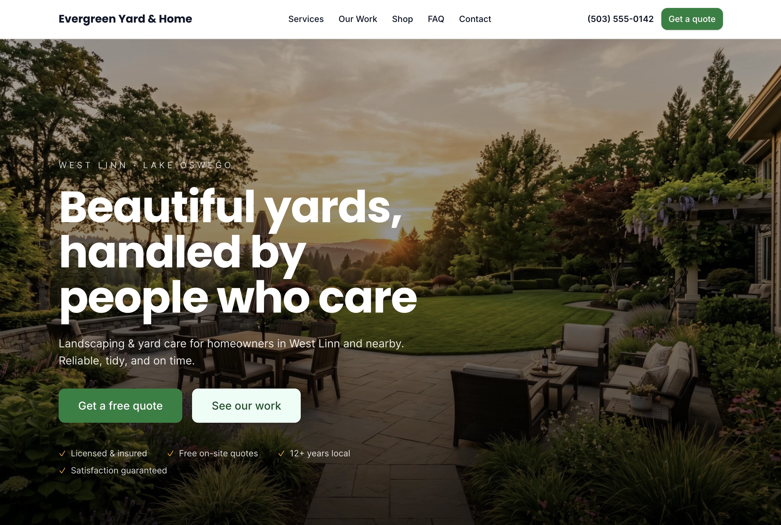 Example build: Home services website (Evergreen)